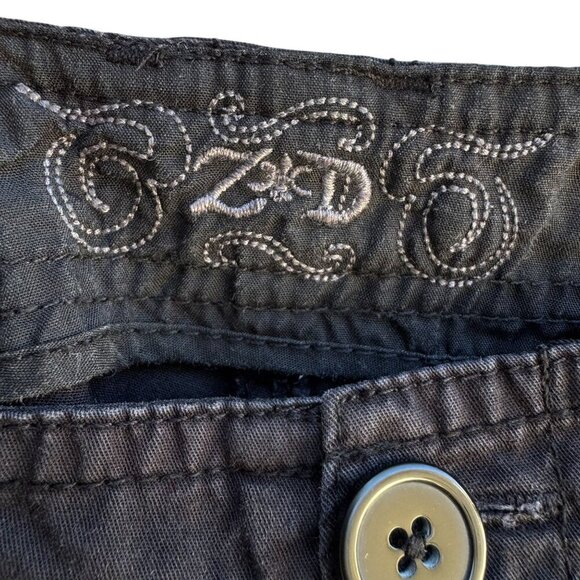 ZD Premium Womens Black Button Pockets Drawstring Hem Cropped Cargo Pants 20 - Picture 2 of 9
